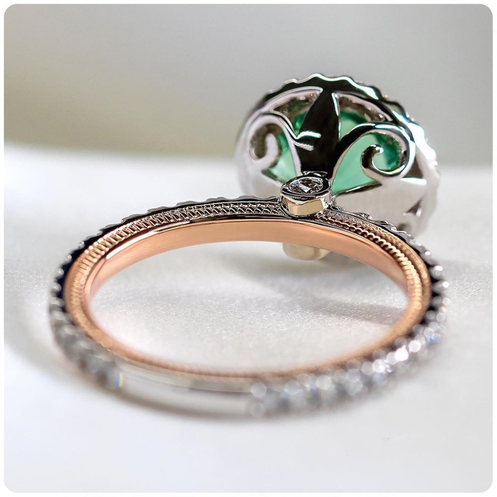 Noble Vintage Pure Green Zircon Beautiful Luxury Rings for Women, PD420 - Picture 4 of 6